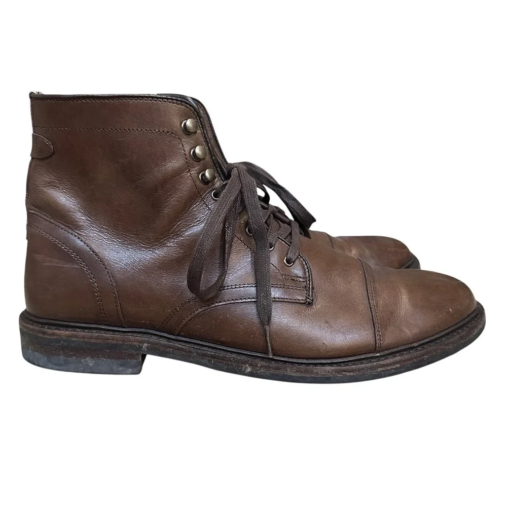 Allen Edmonds‎ LANDON Leather Cap-Toe Lace Up Boots Mens 11.5 Brown Discontinued
